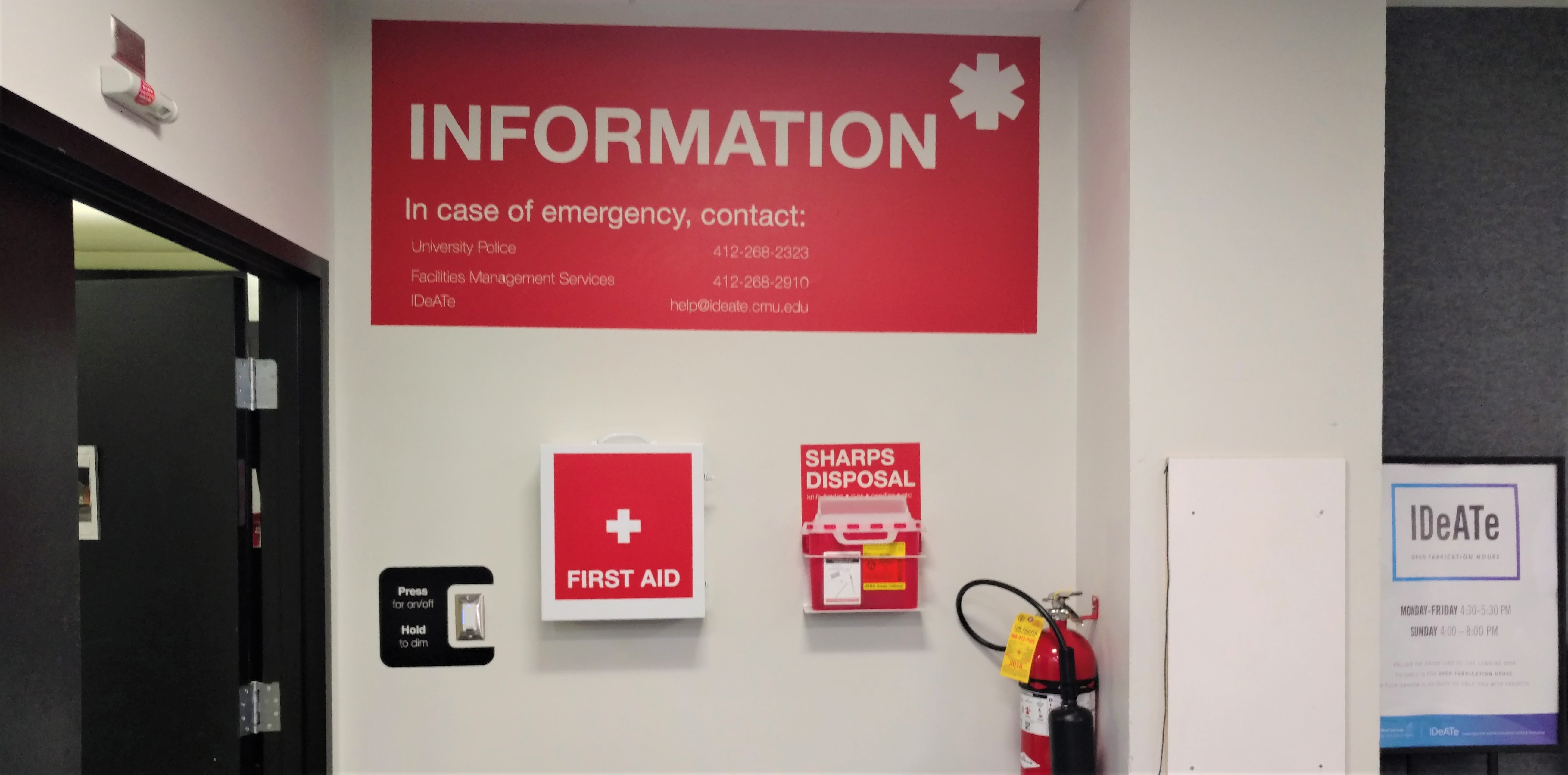 Sign reading "information" in the IDeATe Fabrication Lab