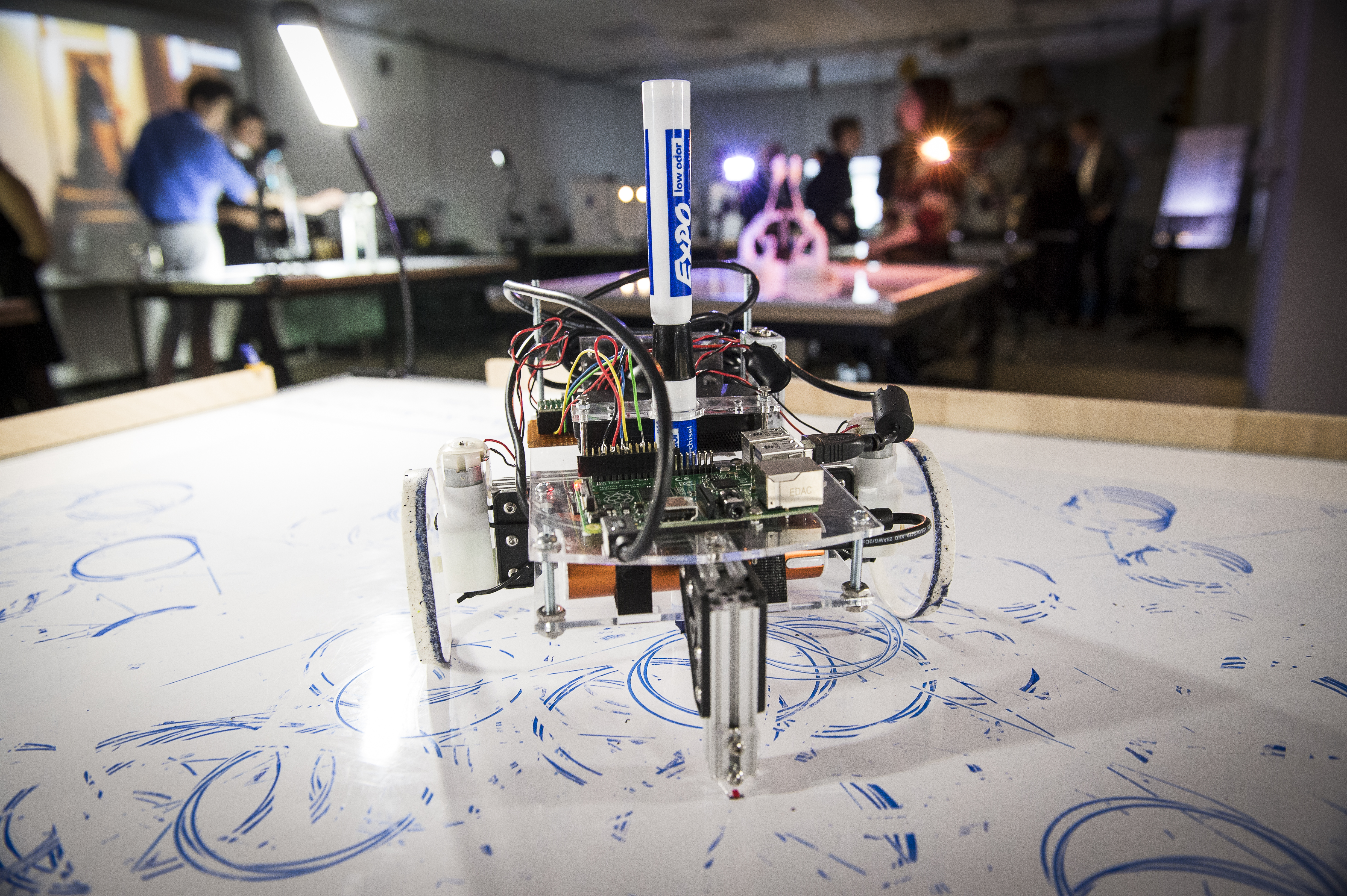 Dry erase marker vehicle project in the physical computing lab