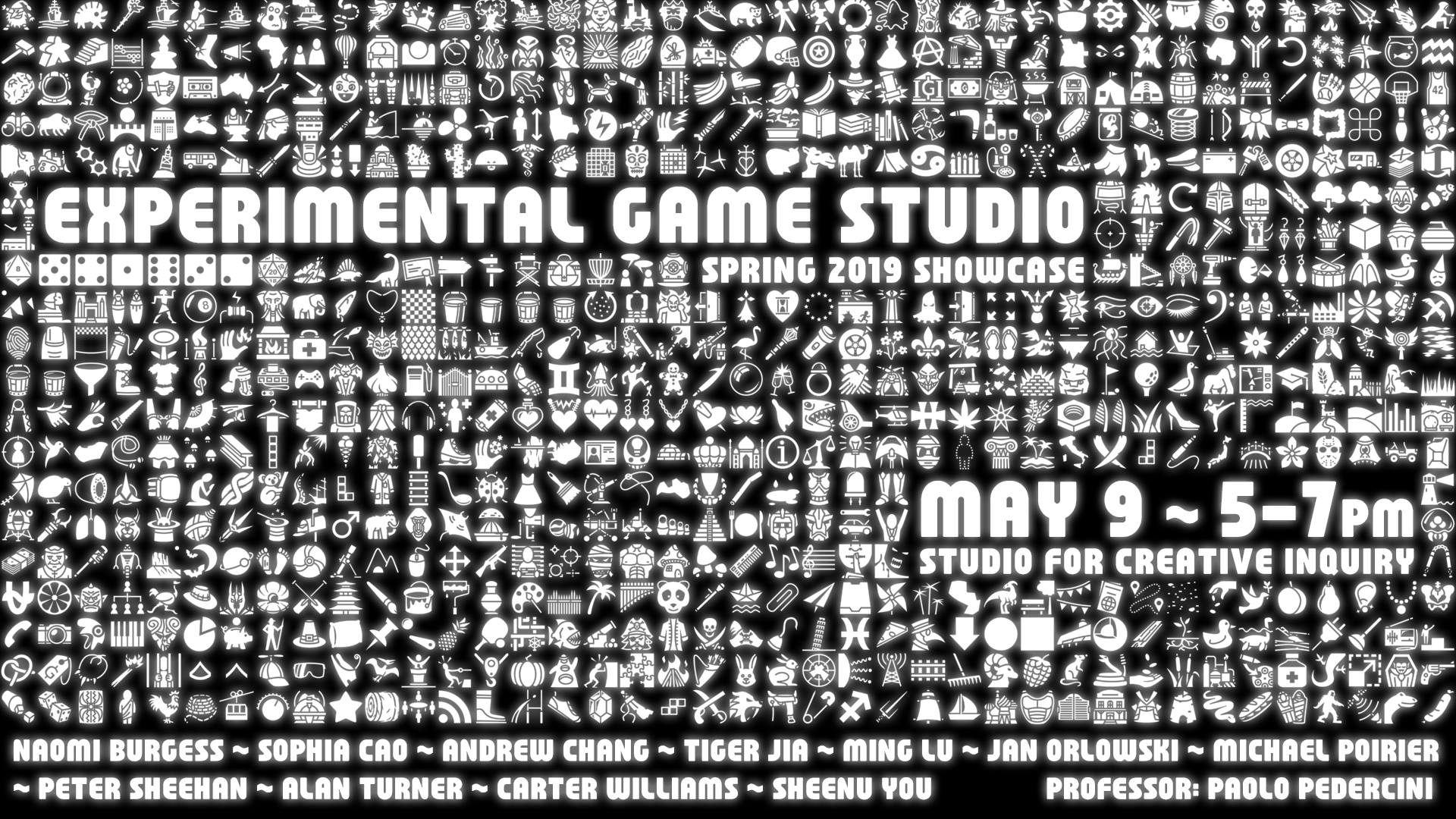 flyer for experimental game design showcase